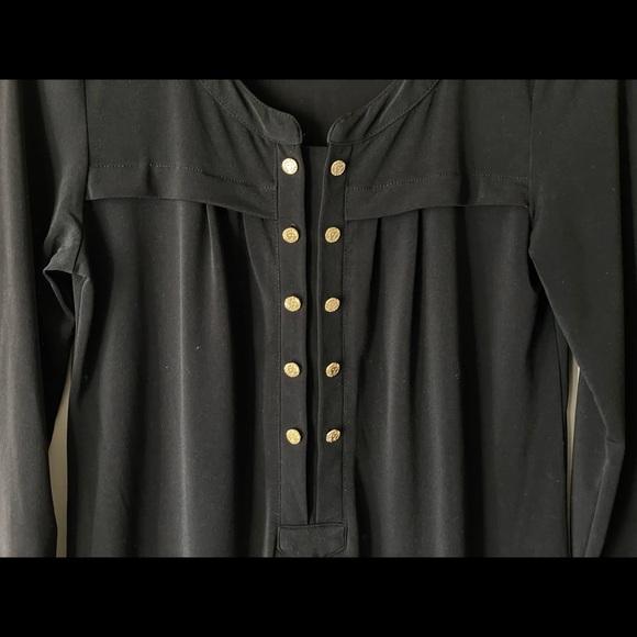 Anne Klein Black Blouse with Gold tone Buttons - Picture 4 of 6